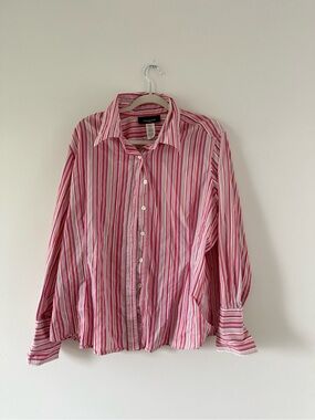 Y2K Jones New York Pink Stripe Shirt | Rom Com Office Chic